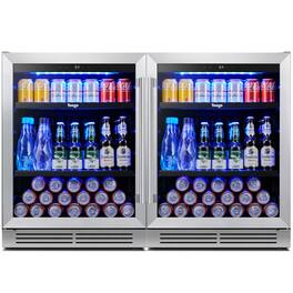 Yeego - Beverage Refrigerator Cooler,360 Cans Tow 24 inch Beverage Fridge ,Built-in or Freestanding for home bar - Silver