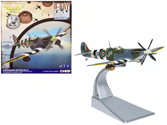 LIMITED EDITION
AVIATION ARCHIVE
FIGHTER ACE
THE JOE JOHNSON
D-DAY
OPERATION OVERLORD
JUNE - AUGUST 1944
SUPERMARINE SPITFIRE Mk.IX
MK232 / W.COE / LIEUT. JOE JOHNSON, No. 144 Wing, RCAF,
"SPITFIRE" BEER TRUCK, NORMANDY, JUNE 1944
1:72 DIE-CAST MODEL
CORGI