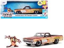 Jada - 1967 Chevrolet El Camino Brown/Beige w/ Graphics & Taz Figure – Looney Tunes Hollywood Rides 1/24 - Brown and Beige