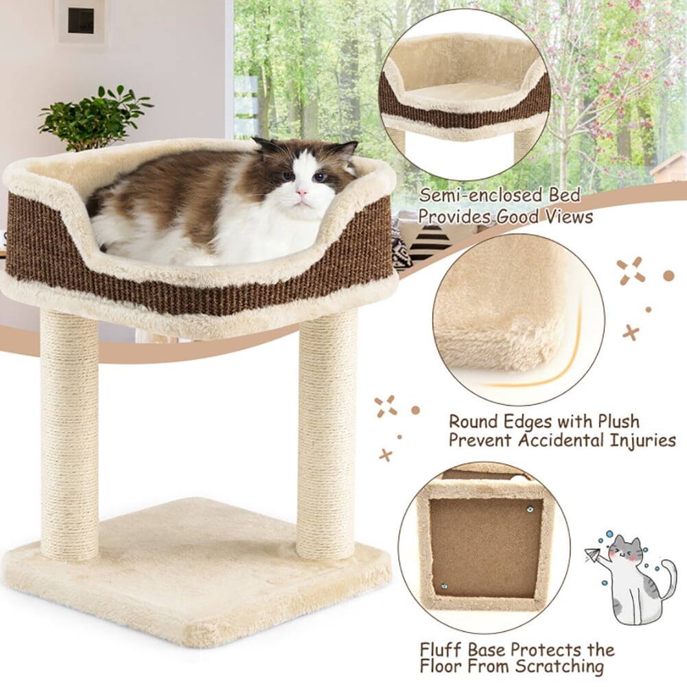 Semi-enclosed Bed Provides Good Views  
Round Edges with Plush Prevent Accidental Injuries  
Fluff Base Protects the Floor From Scratching