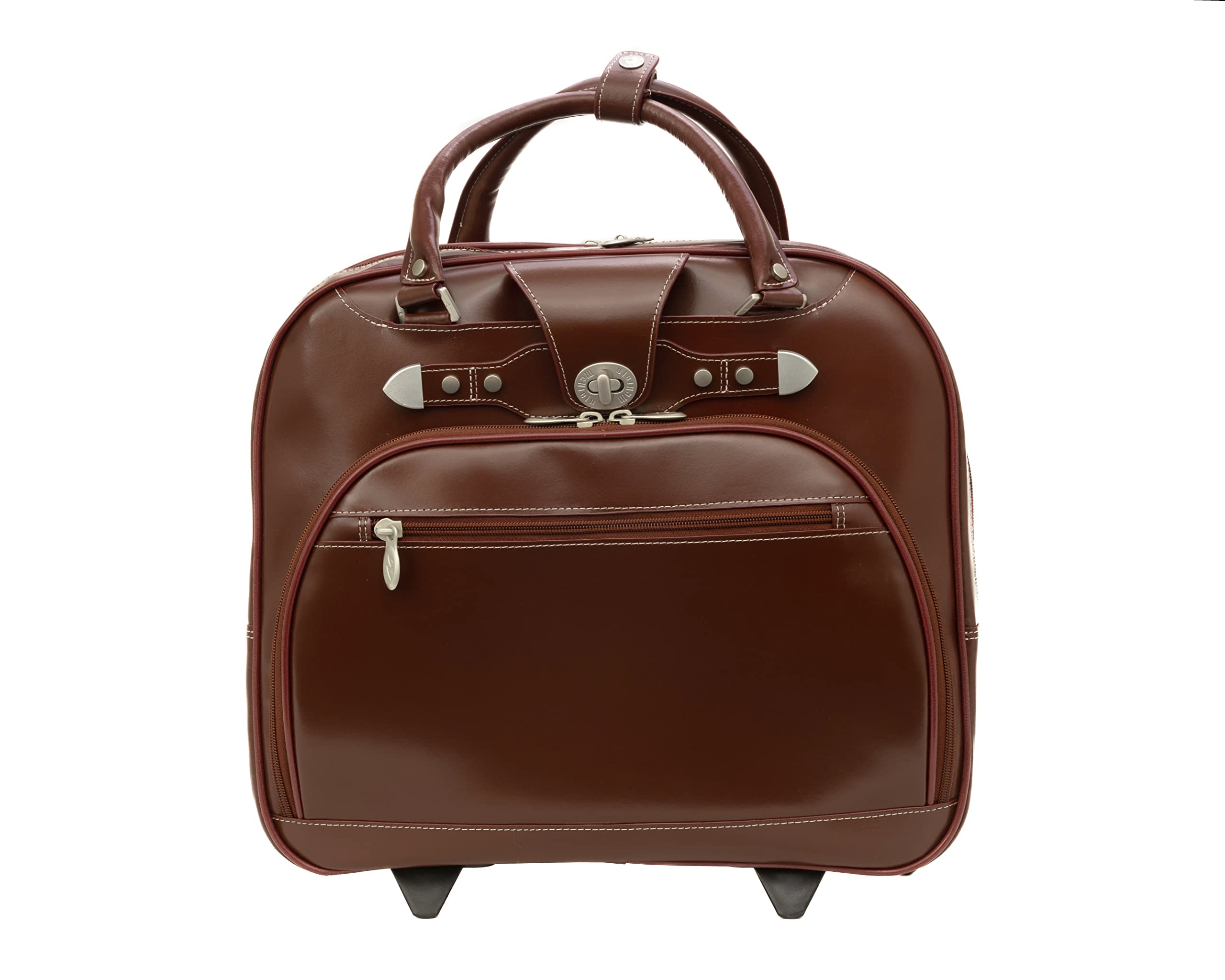 Alt View 2. McKleinUSA - 15-inch Leather Wheeled Laptop Briefcase, Tablet Pocket, Organizer, Expandable File, High-Density Laptop Compartment - Red.