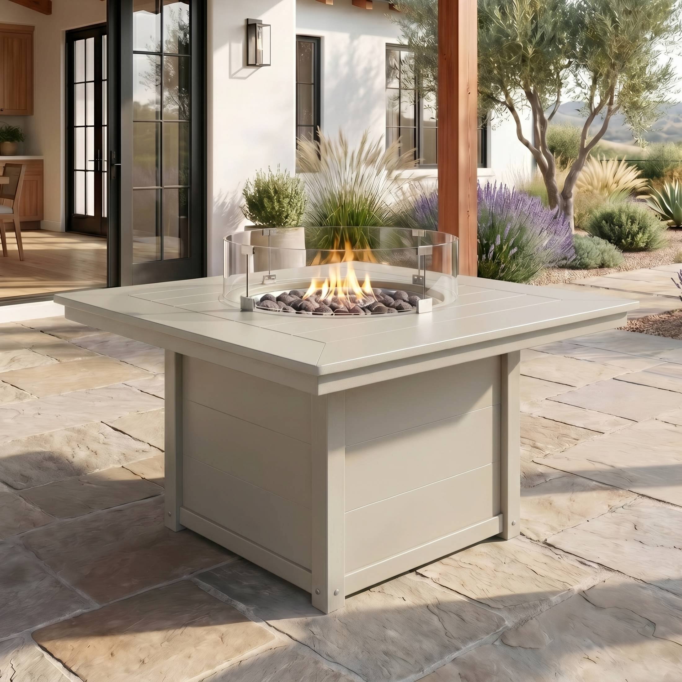 Angle. WestinTrends - WestinTrends Helios 42" Modern Outdoor Patio Propane Square Fire Pit Table.