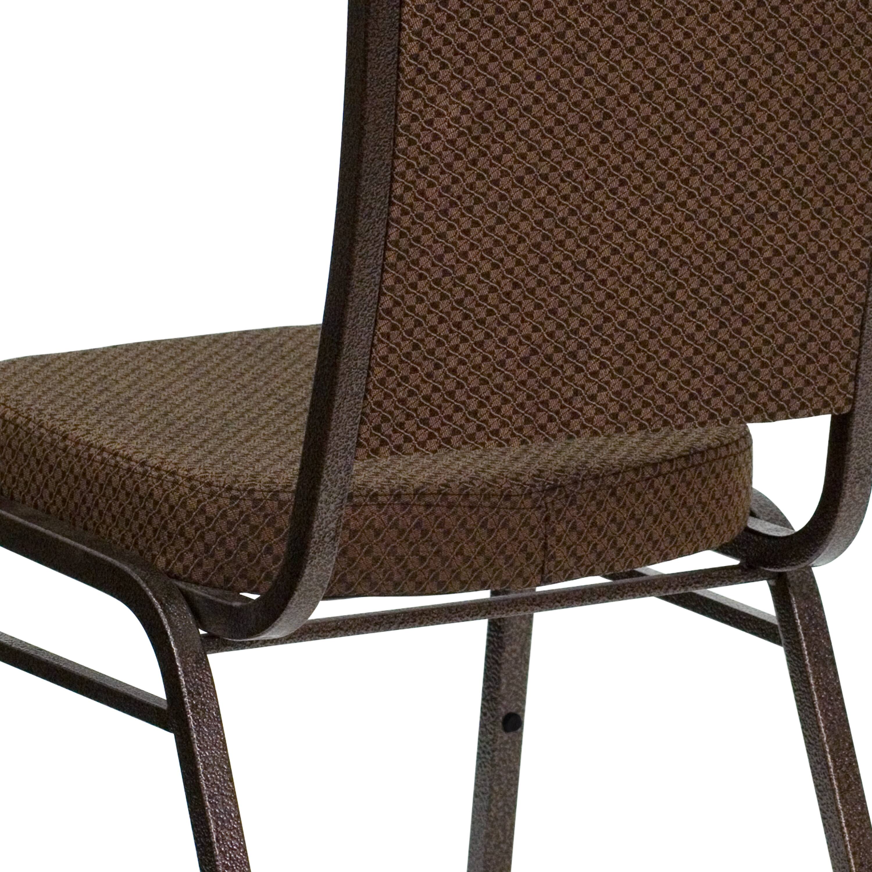 Alt View 10. Emma + Oliver - Crown Back Stacking Banquet Dining Chair - Brown Patterned Fabric/Copper Vein Frame.
