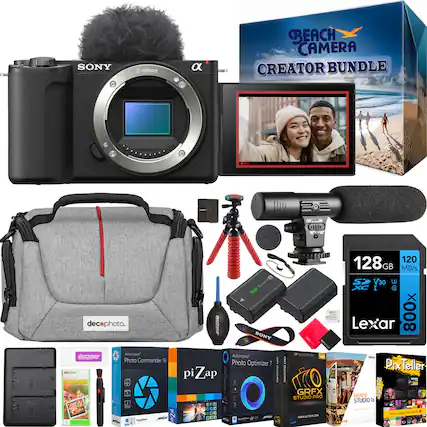SONY E-mount BEACH CAMERA CREATOR BUNDLE
- decophoto Anhampoo
- decophoto Photo Commander 16
- decophoto pi Zap
- SONY Ashampoo Photo Optimizer 7
- 128 GB 120 MB/s V30 U1 Lexar 800x
- PixTeller MOVIE STUDIO 16
- PixTeller