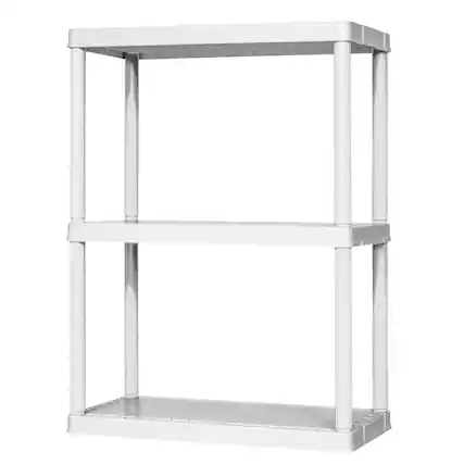 Front. Gracious Living - Gracious Living 3 Shelf Fixed Height Light Duty Storage Unit, White (3 Pack) - White.