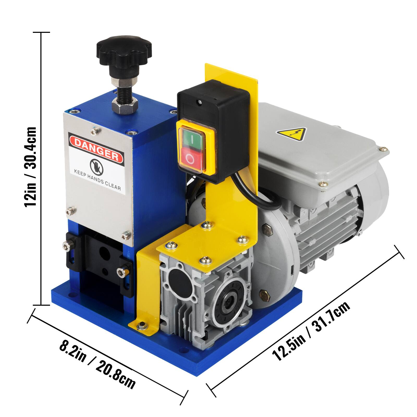 4cm 2in / 30.4cm 12in / DANGER KEEP HANDS CLEAR  
8.2in / 20.8cm  
12.5in / 31.7cm