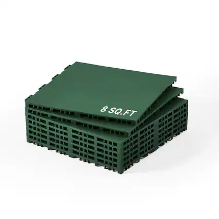 Front. VEVOR - Dryland Tiles for Hockey Floor Mat, 12 x 12 in 8 Pcs Interlocking Versatile Training Surface, Dance Floor Tiles - Green.