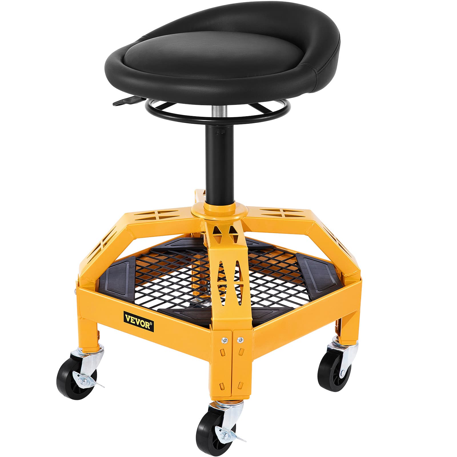 VEVOR - Rolling Garage Stool,300LBS Capacity,Adjustable Height from 24 in to 28.7 in,Mechanic Seat with 360-degree Swivel Wheels - Yellow;Black price history on PriceWatchPro