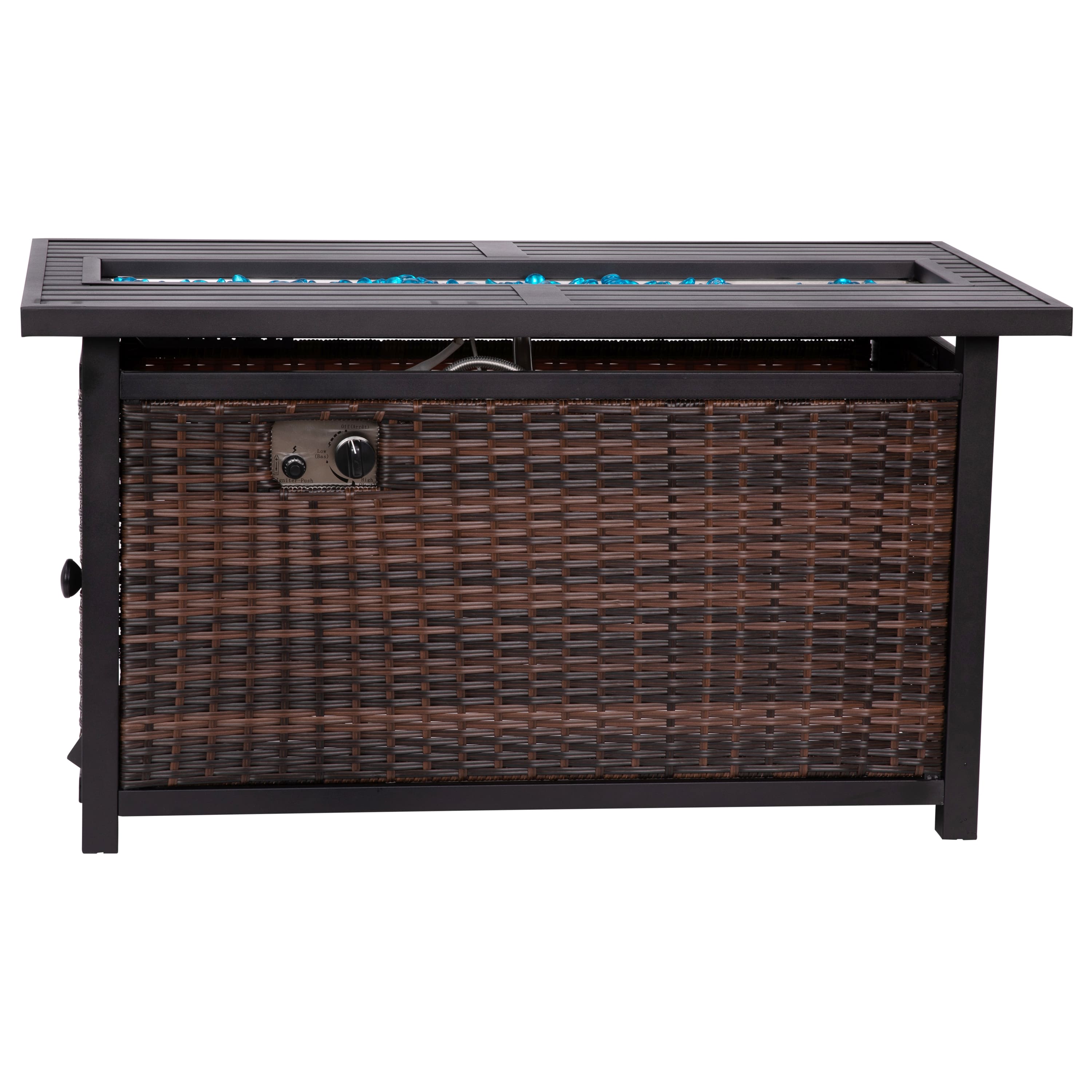 Emma + Oliver - Propane Fire Table with Glass Beads and Hideaway Tank Holder - Espresso/Black