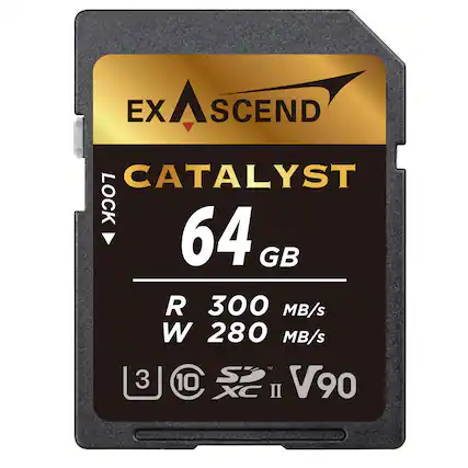 EXASCEND CATALYST LOCK 64 GB R 300 MB/s W 280 MB/s TM 3 10 S V90 XC II