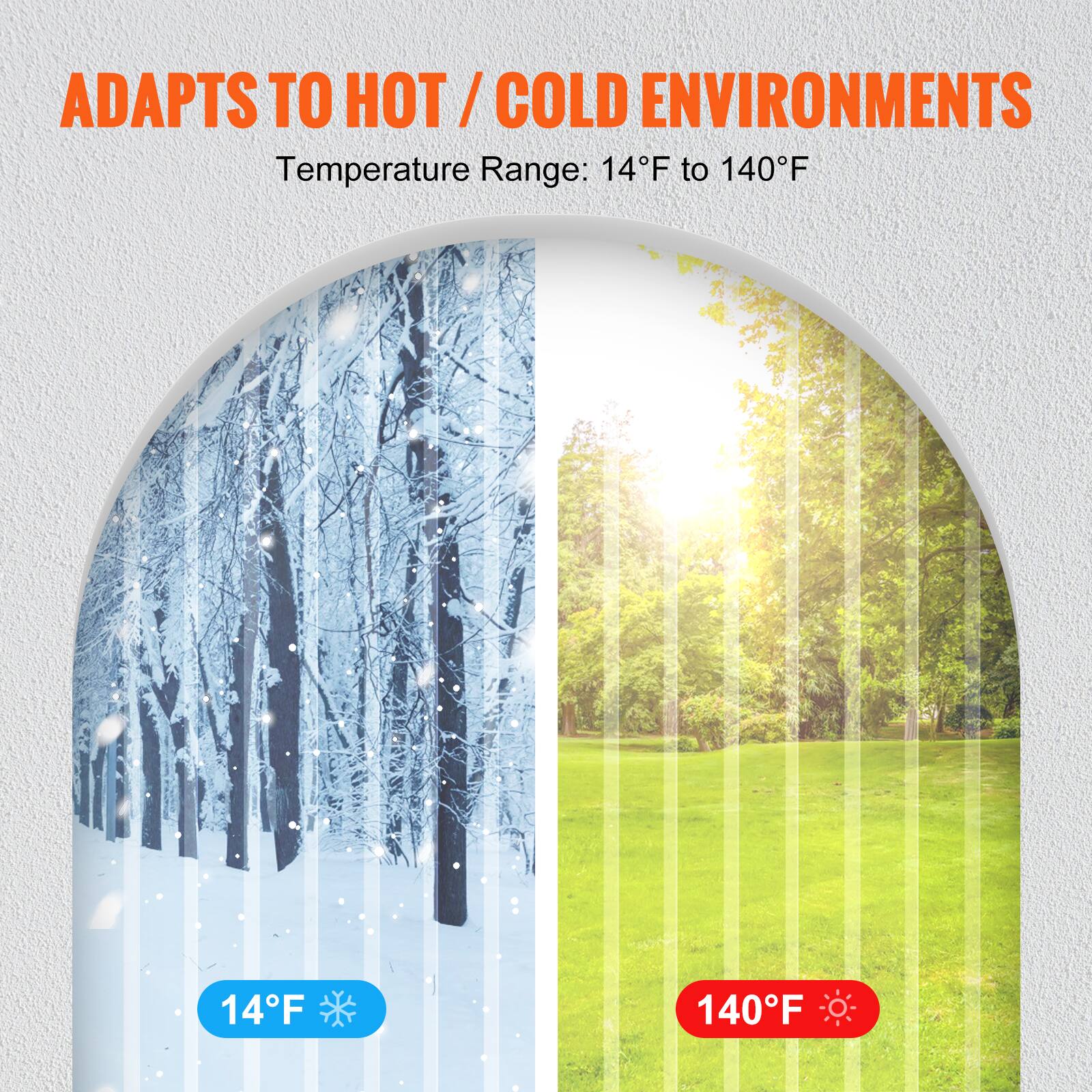 ADAPTS TO HOT / COLD ENVIRONMENTS  
Temperature Range: 14°F to 140°F