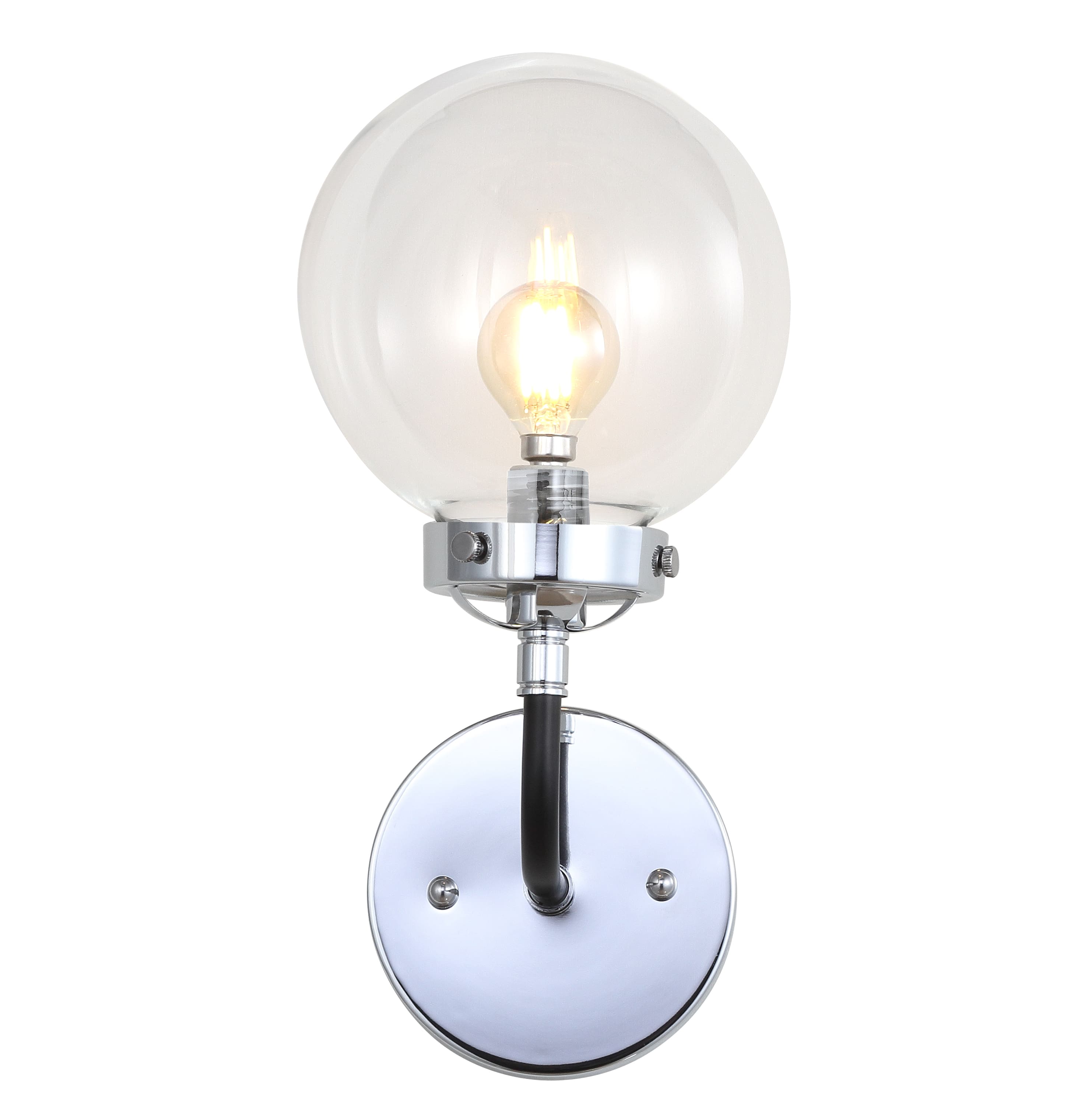 "Jonathan Y - Caleb 6"" 1-Light Contemporary Transitional Iron/Glass LED Vanity Light, Chrome/Black - Chrome / Black" price history on PriceWatchPro
