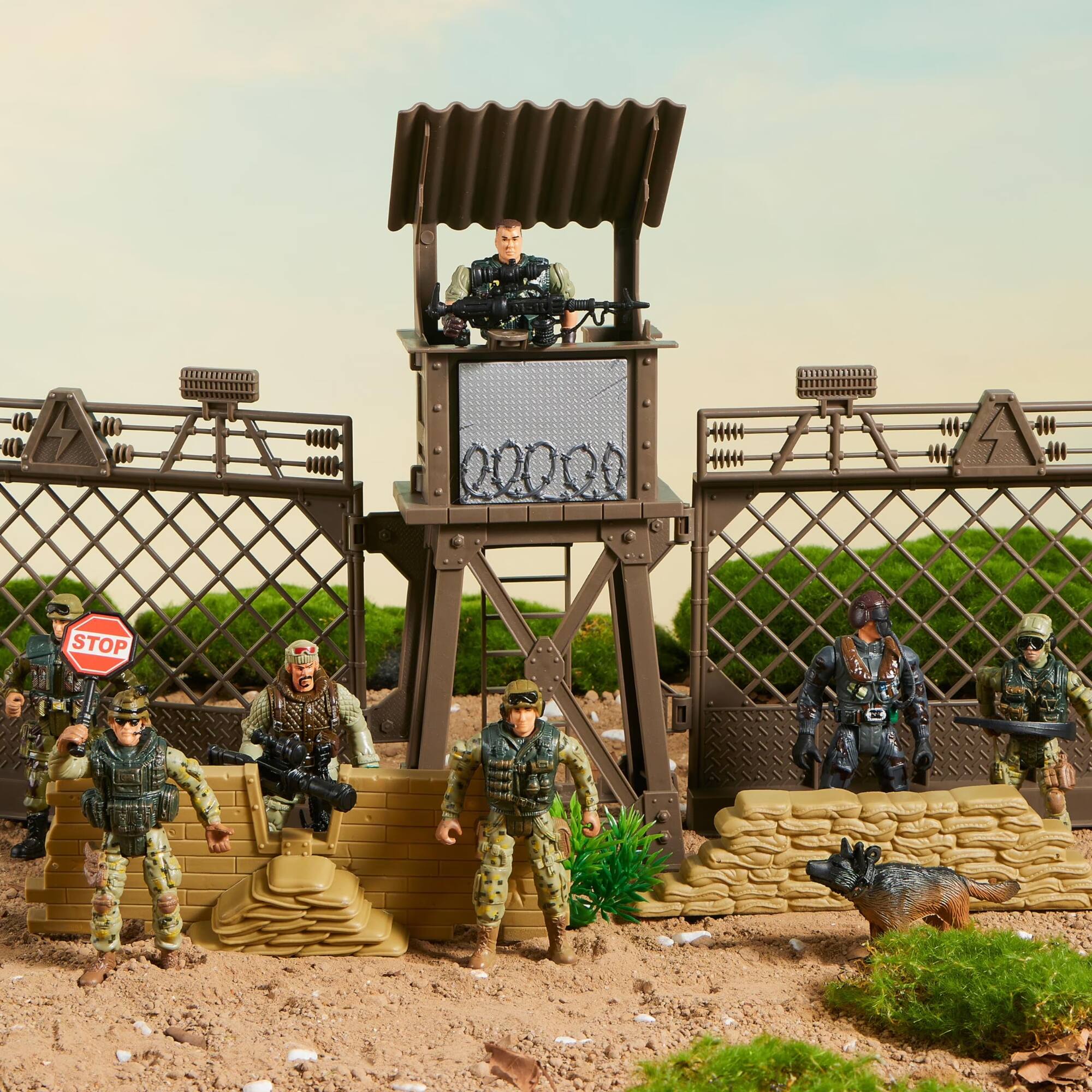 Left. Joyfy - 16 Pcs Military Toy Soldiers Playset for Kids, Army Men and SWAT Team with Military Soldiers Action Figures Playset.