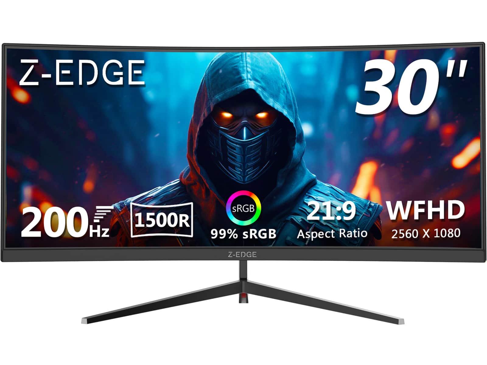 Z Z-Edge - 30 inch UWFHD 2560 x 1080 21:9 Ultra Wide 200 Hz 1 ms 1500R Curved Gaming Monitor, FreeSync Compatible, PIP / PBP - Black