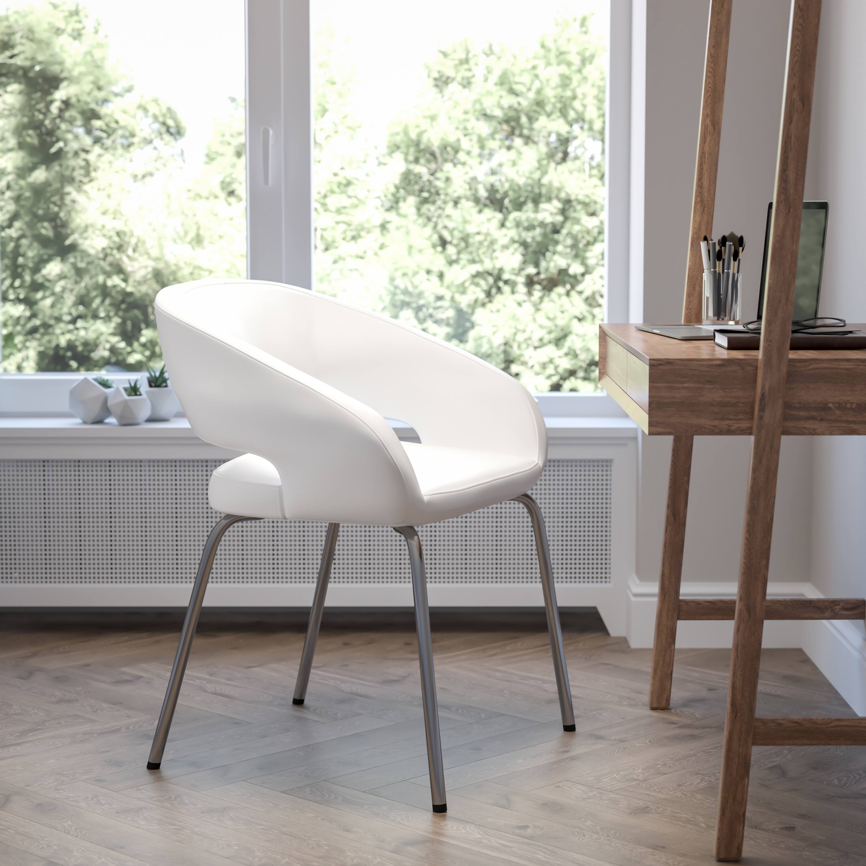 Alt View 1. Emma + Oliver - Contemporary LeatherSoft Side Reception Chair - White.