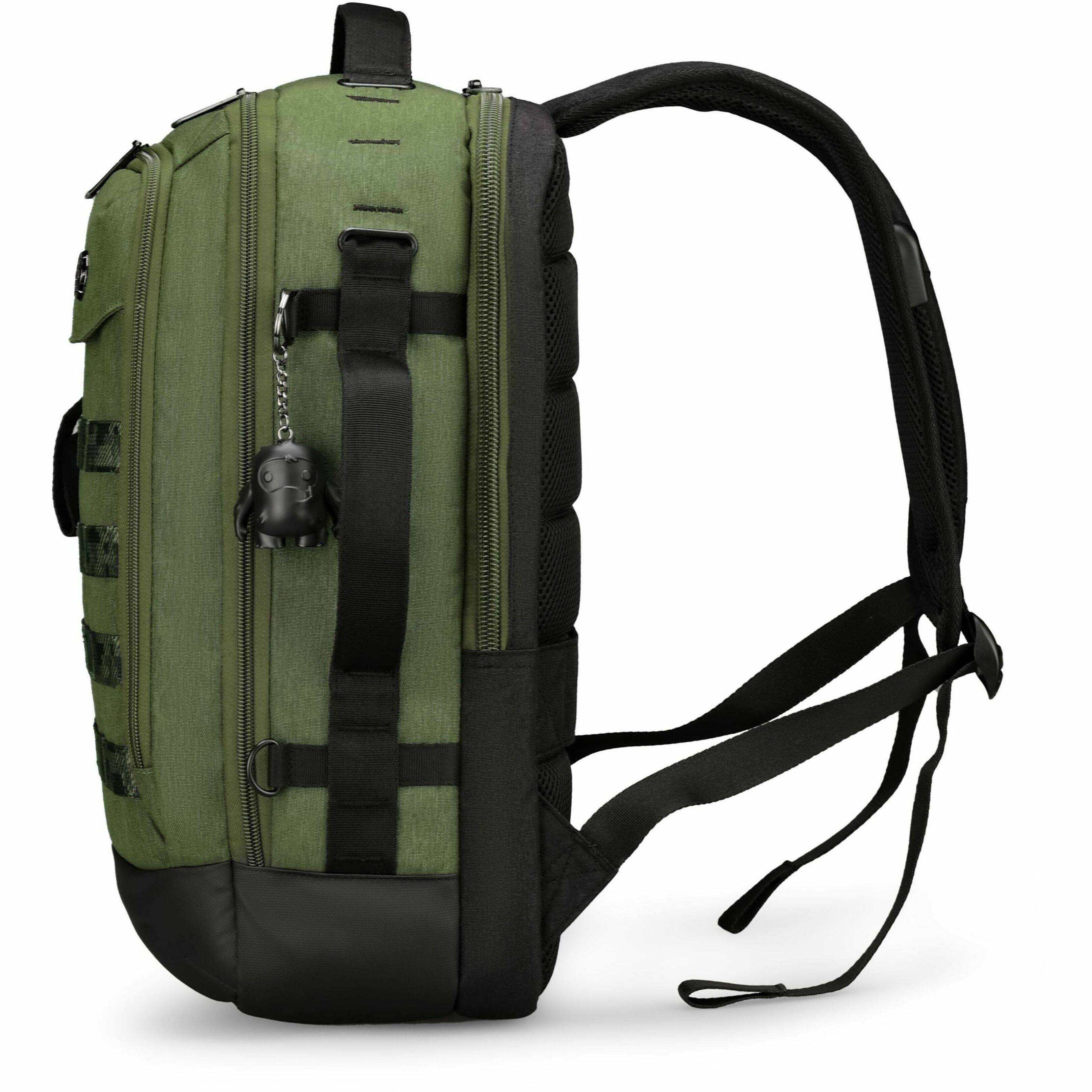 Left. Swissdigital Design - BERG L TSA-Friendly Backpack With USB Charging Port  RFID Protection and Fits Up to 16″ Laptop - Dark Green.