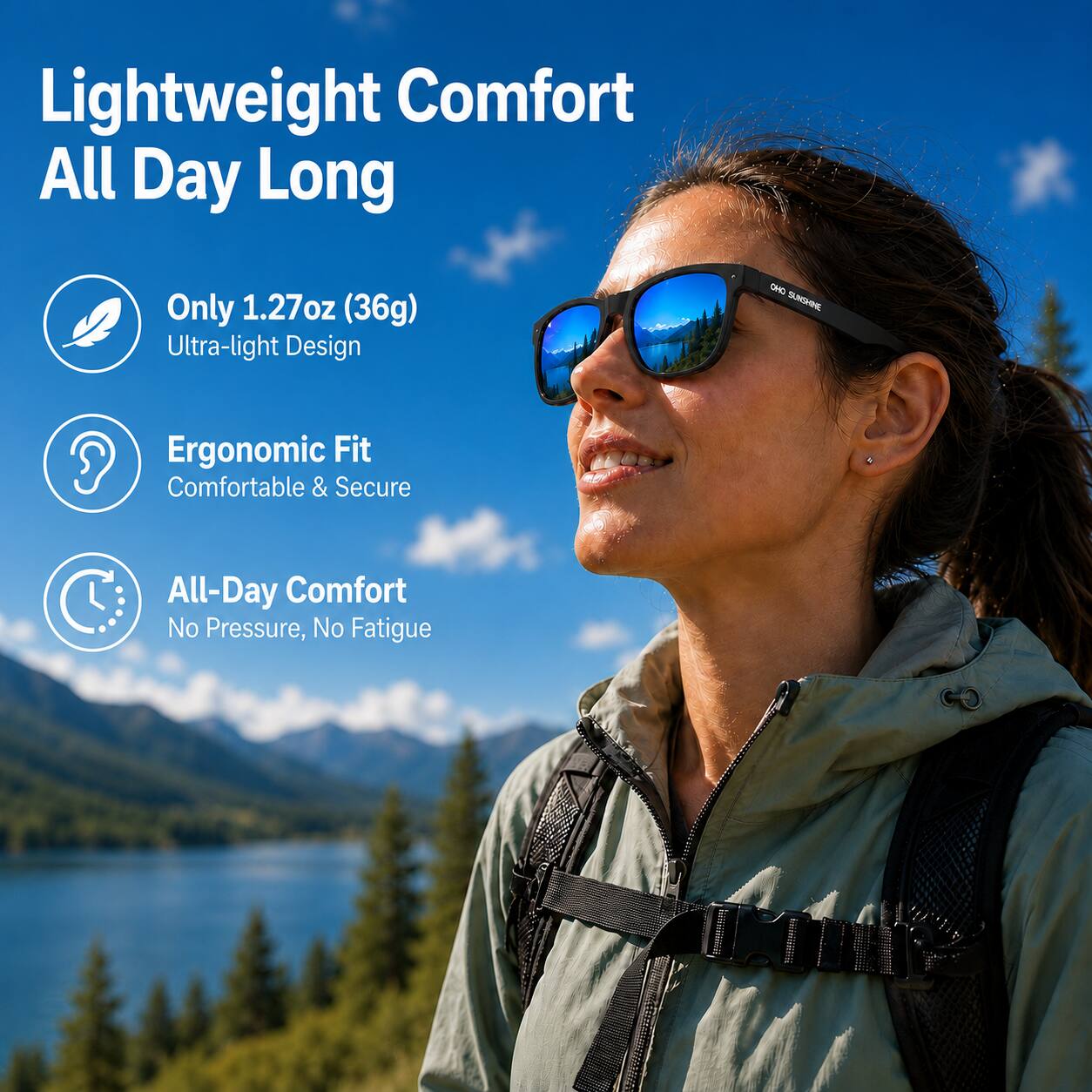 Lightweight Comfort All Day Long

Only 1.27oz (36g) Ultra-light Design

Ergonomic Fit Comfortable & Secure

All-Day Comfort No Pressure, No Fatigue