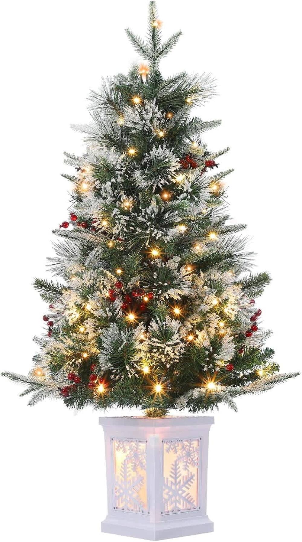 Front. Jojoka - 3 Ft Prelit Christmas Tree Artificial Xmas Tree for Indoor Outdoor Christmas Decorations - Green.