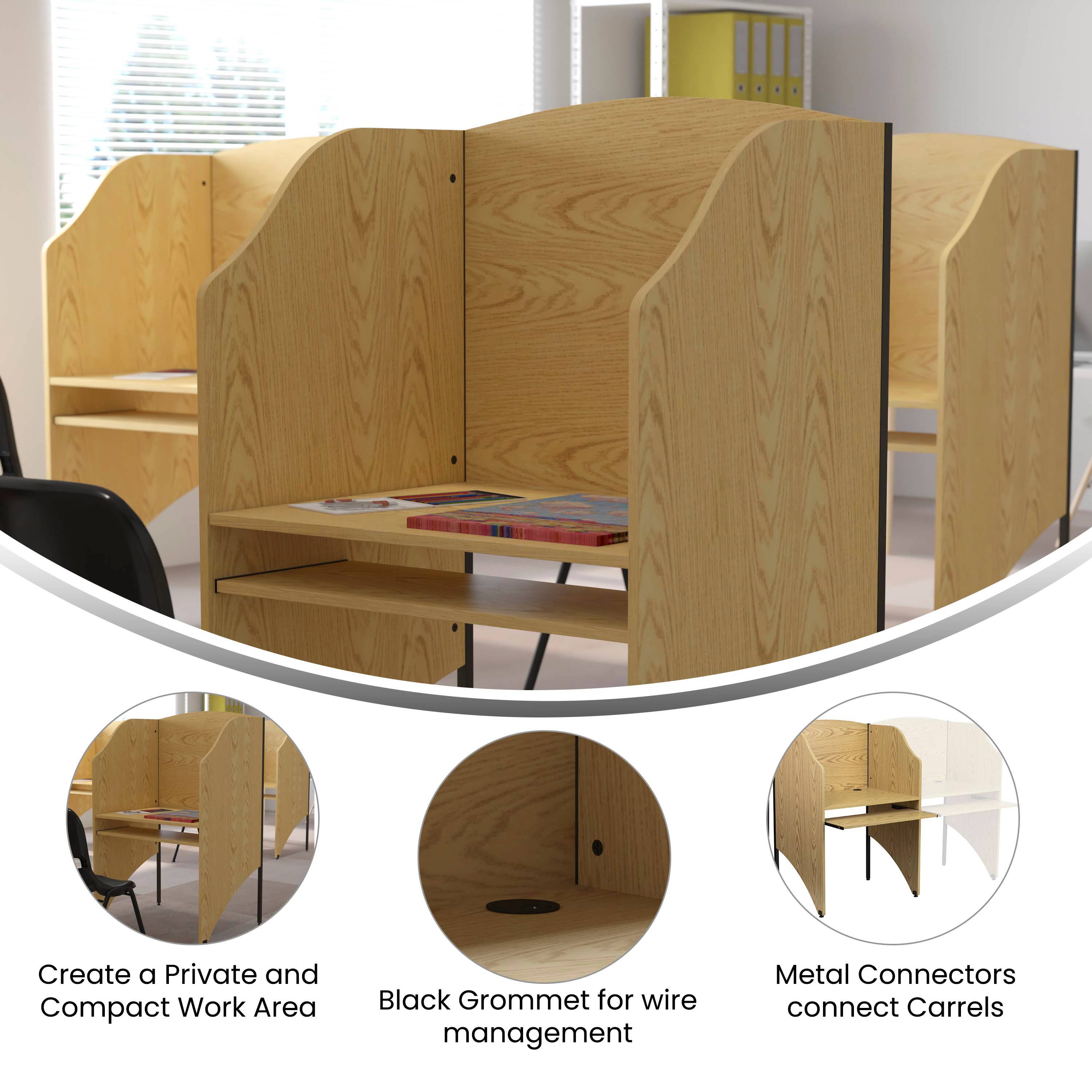 Create a Private and Compact Work Area  
Black Grommet for wire management  
Metal Connectors connect Carrels