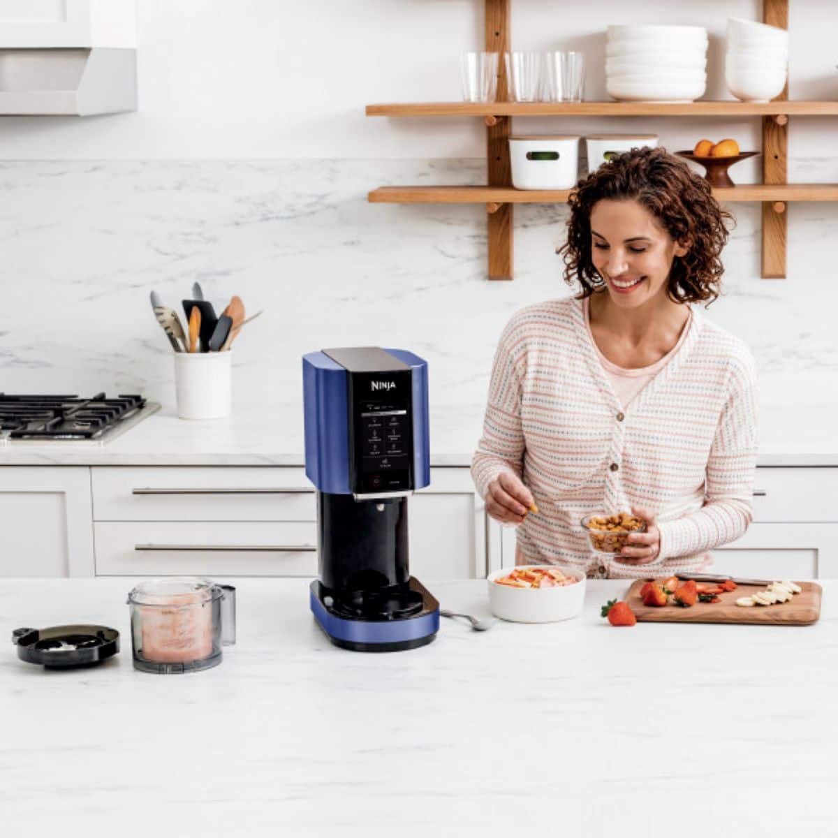 Alt View 26. Ninja - CREAMi, Ice Cream Maker, 7 One-Touch Programs - Blue.