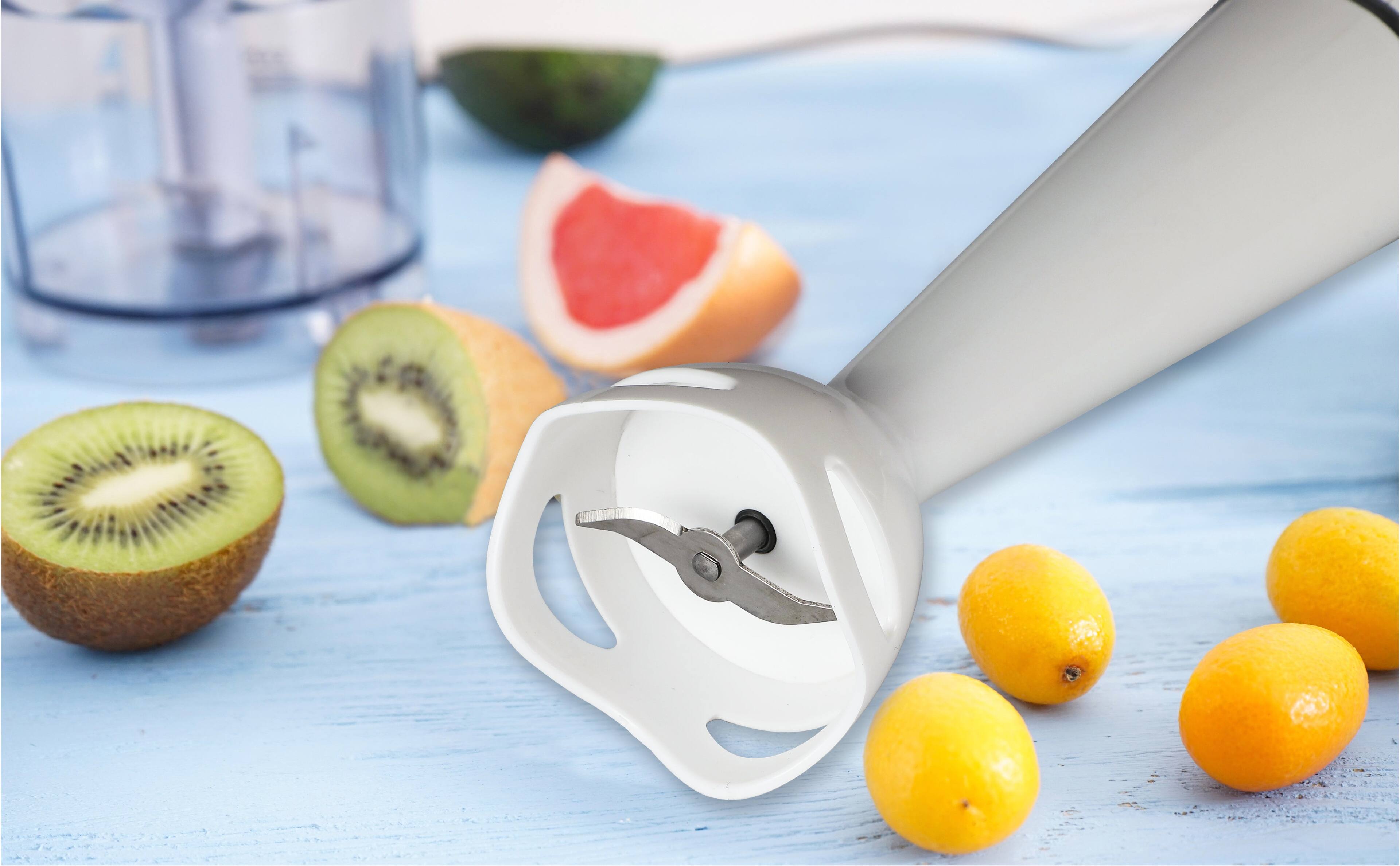 Left. Commercial Chef - COMMERCIAL CHEF Immersion Blender, Hand Blender with Stainless Steel Blades - White.