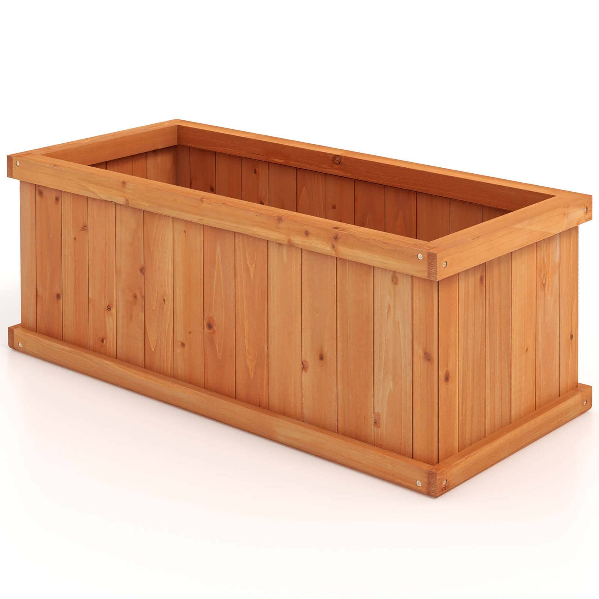 Alt View 1. Costway - Raised Garden Bed Fir Wood Rectangle Planter Box with Drainage Holes - Orange.