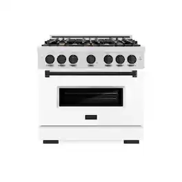 ZLINE - Autograph 36 in. Classic Dual Fuel Range with White and Black Accents (CDRSZ-WM-36-MB) - White