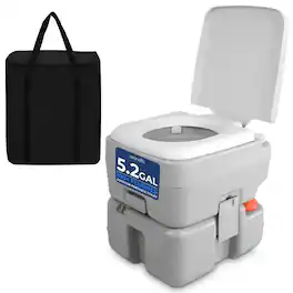 SereneLife - 5.2 Gal Portable Camping Toilet For Adults, 100+ Flushes, Porta Potty Camp Toilet with Detachable Waste Tank - Gray