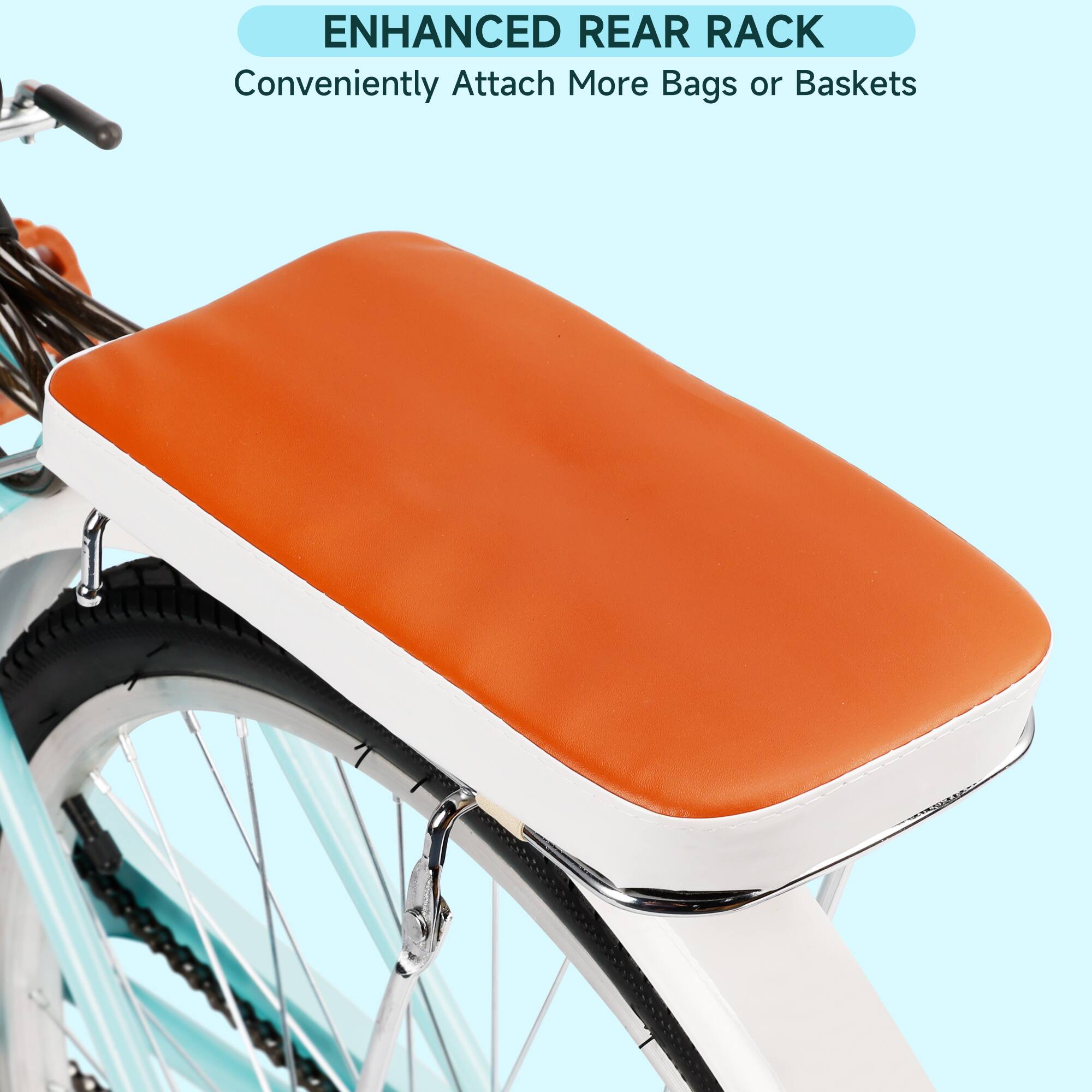 Topteng 24 Inch Beach Cruiser Bike for Adult Low Step Design