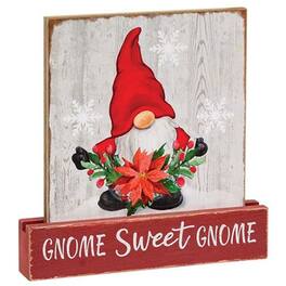 BreeBe - *Gnome Sweet Gnome Christmas Wood Block - Multicolor