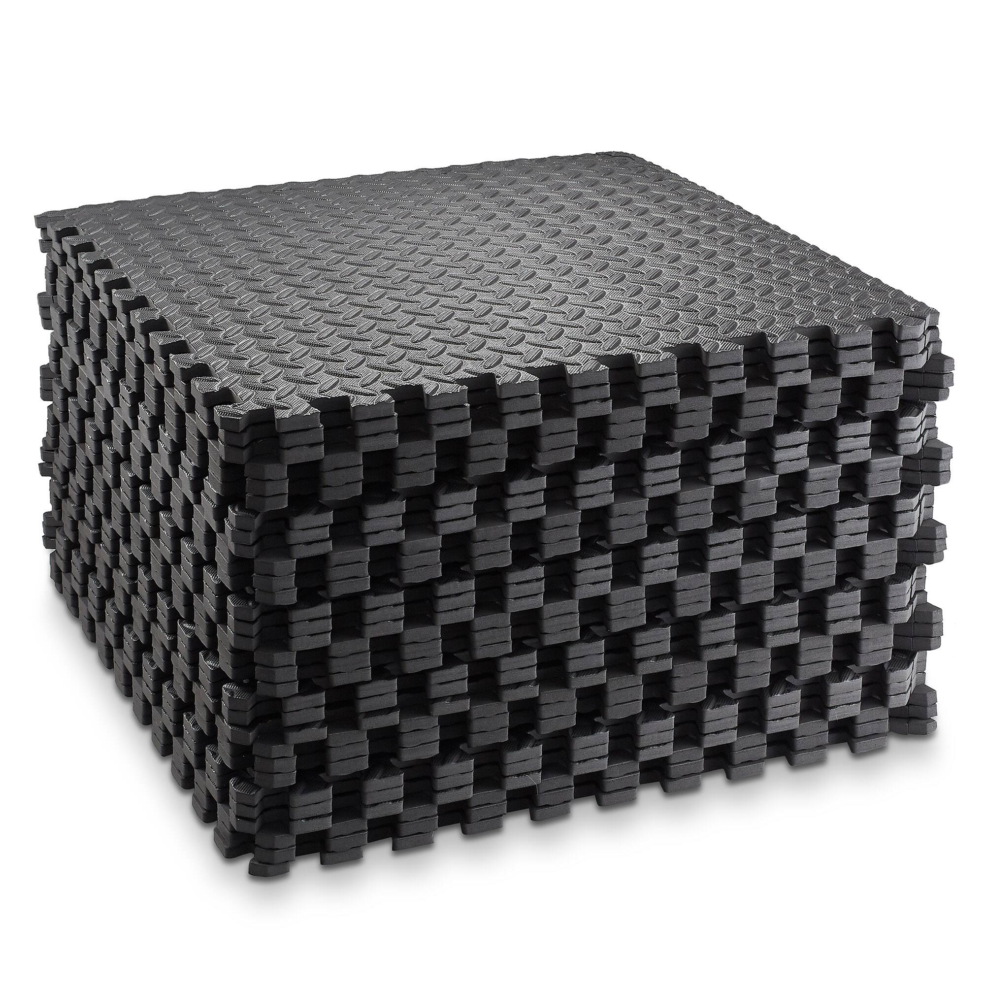 Alt View 1. Philosophy Gym - Exercise Flooring Mats - Foam Rubber Interlocking Puzzle Floor Tiles - Black.