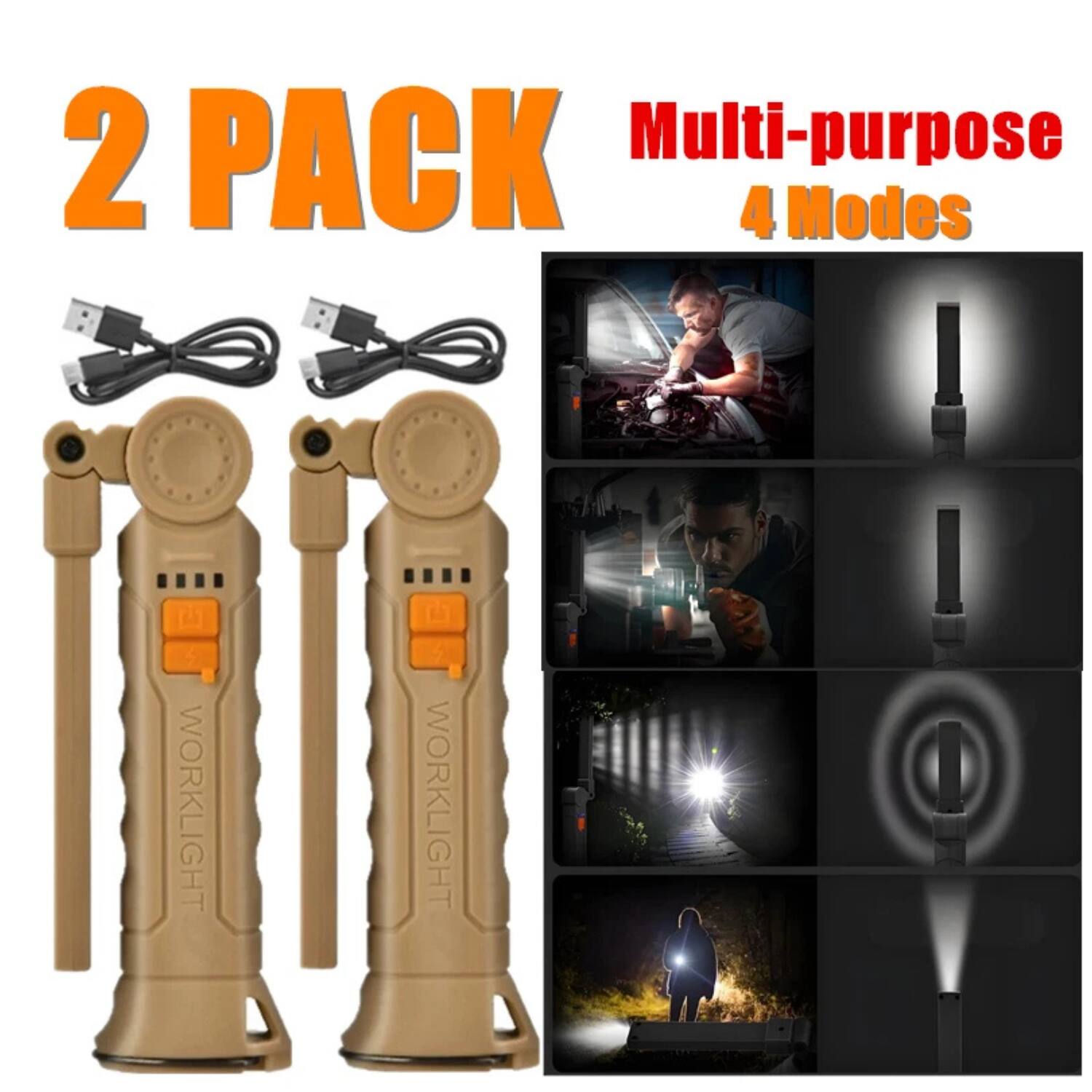 2 PACK Multi-purpose 4 Modes WORKLIGHT