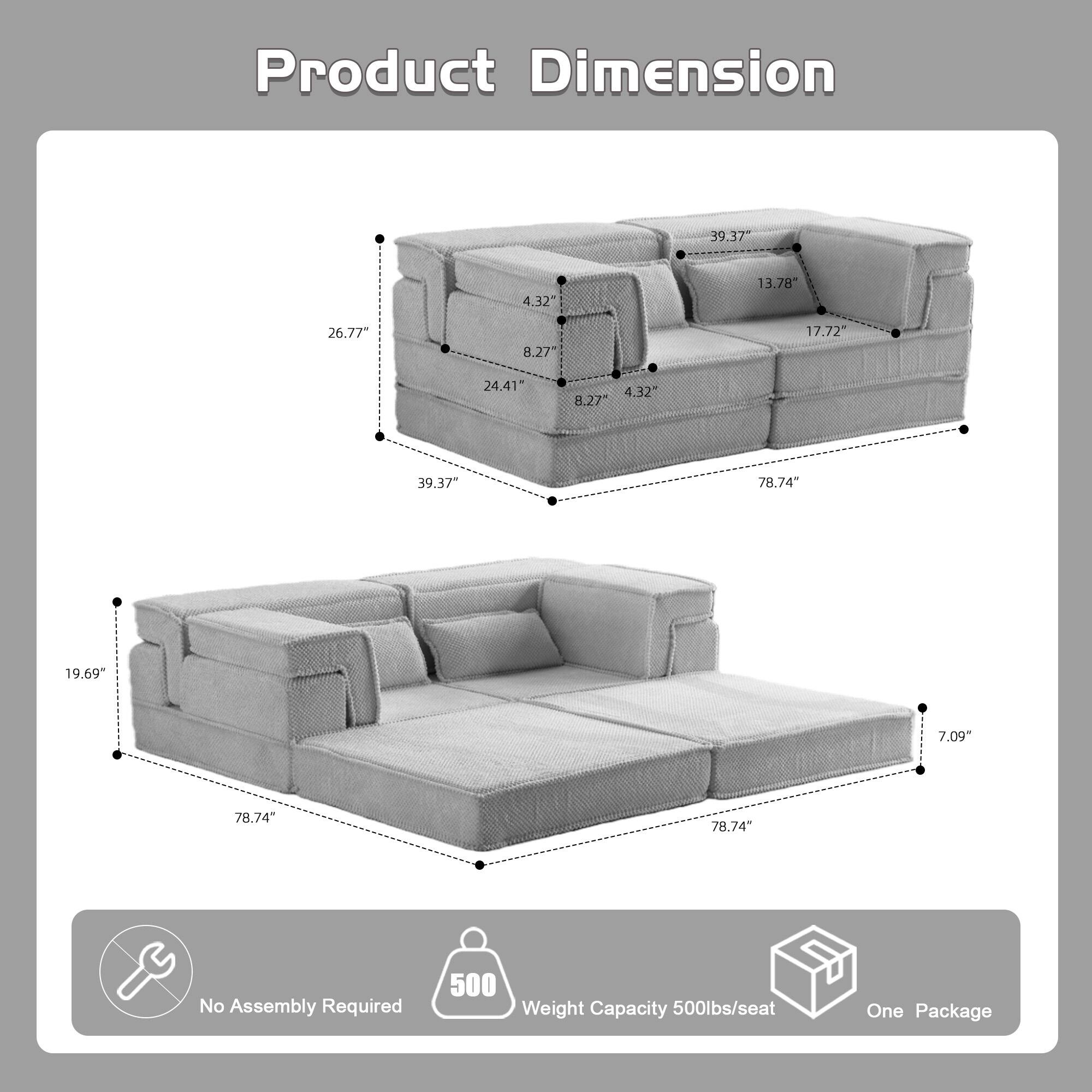 Boyel Living Modular Memory Foam Floor Sectional Sofa Bed Dark Green ...