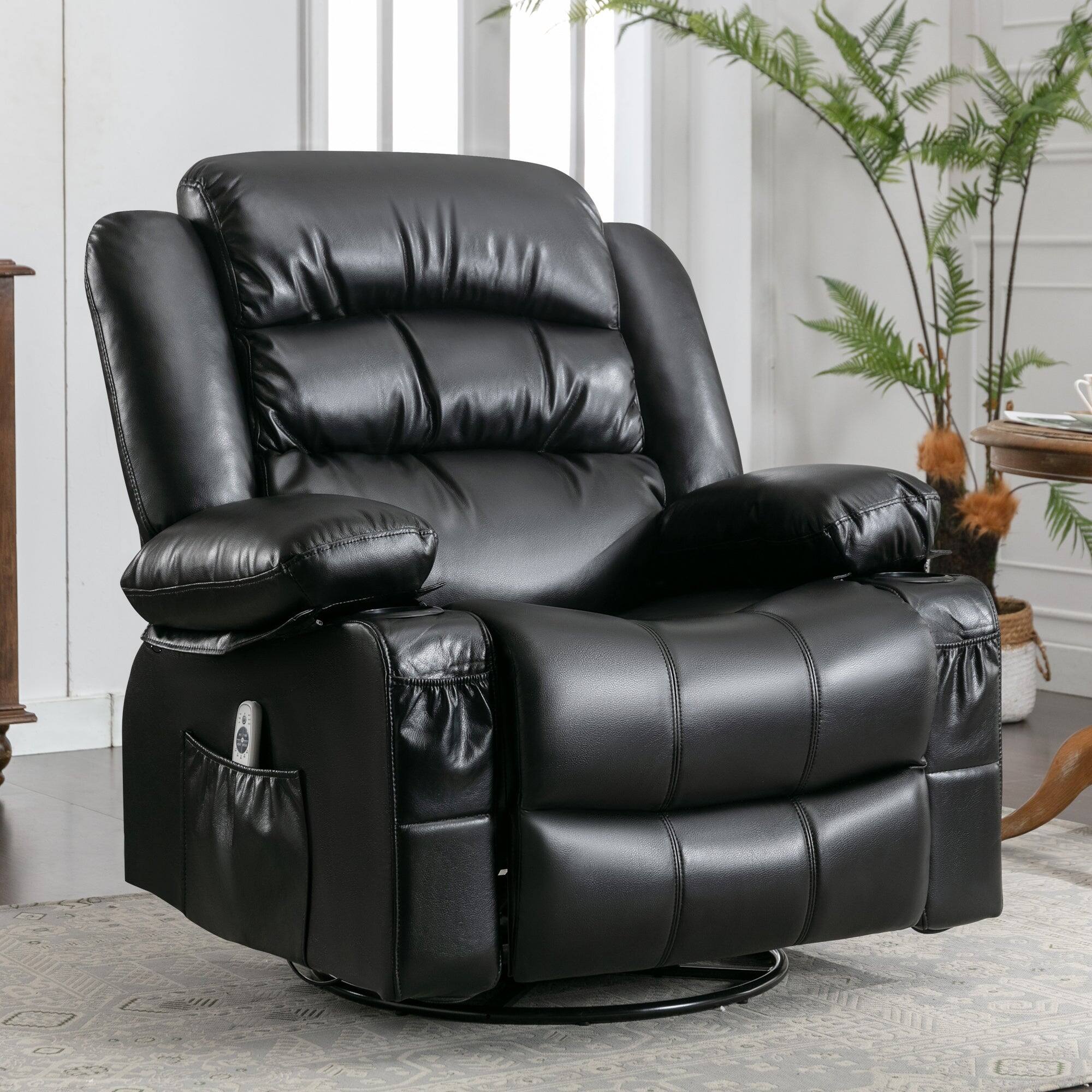 Alt View 2. Boyel Living - Massage Swivel Rocker Recliner Chair with Vibration Massage and Heat Ergonomic Lounge Chair - Black.