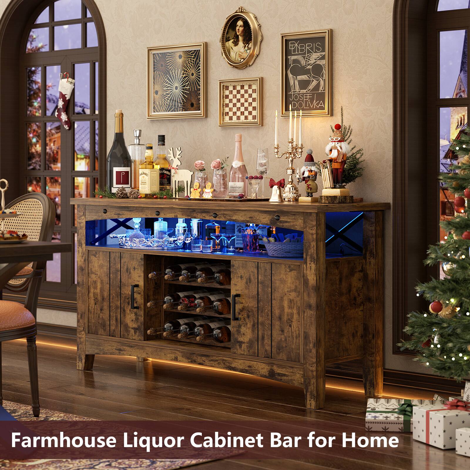 Farmhouse Liquor Cabinet Bar for Home