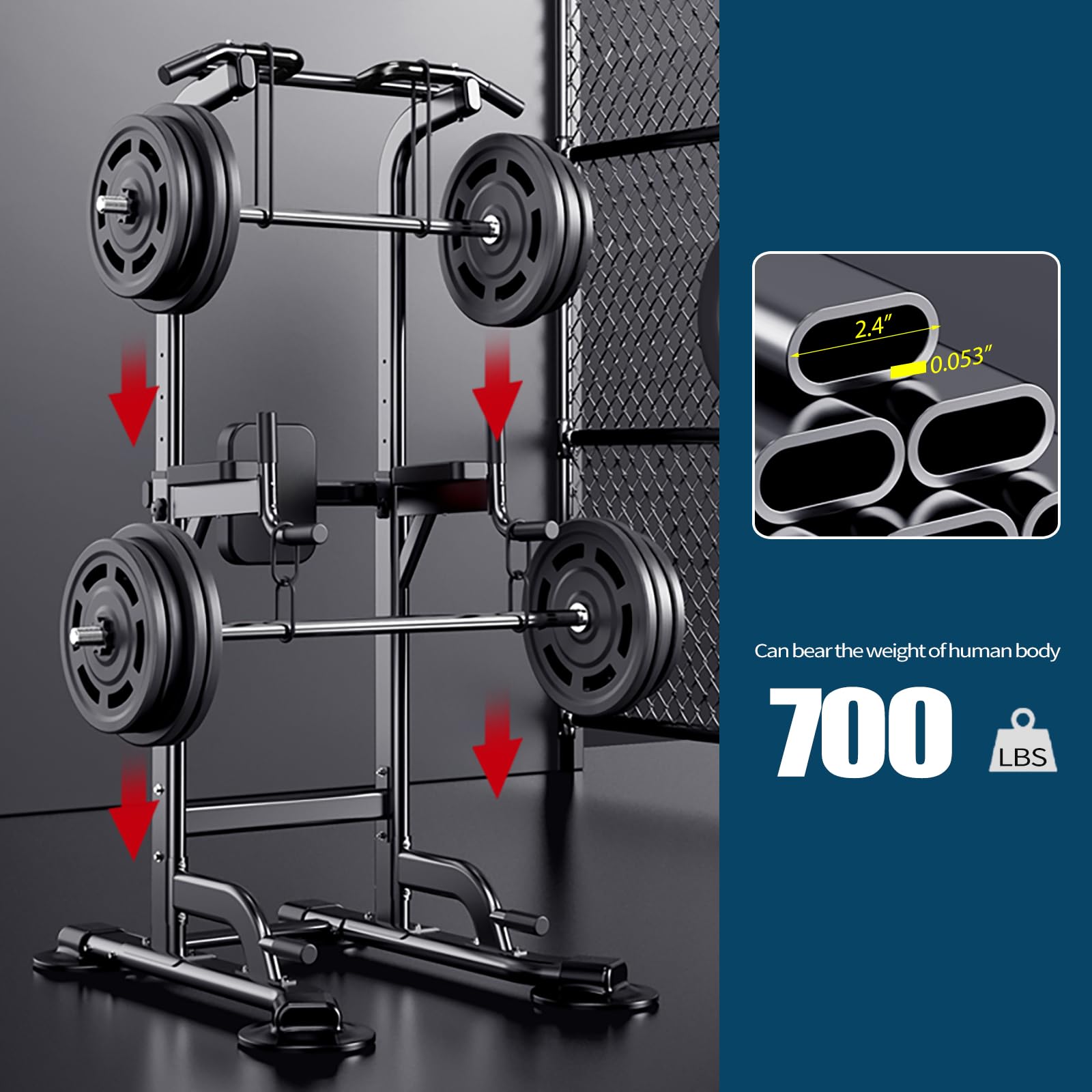 2.4" 0.053"  
Can bear the weight of human body  
700 LBS