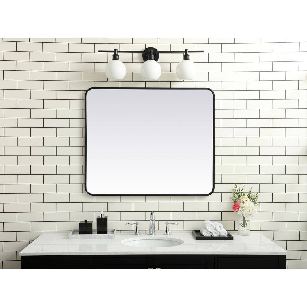 Front. Elegant Decor - Soft corner metal rectangular mirror 30x36 inch in Black - Black.