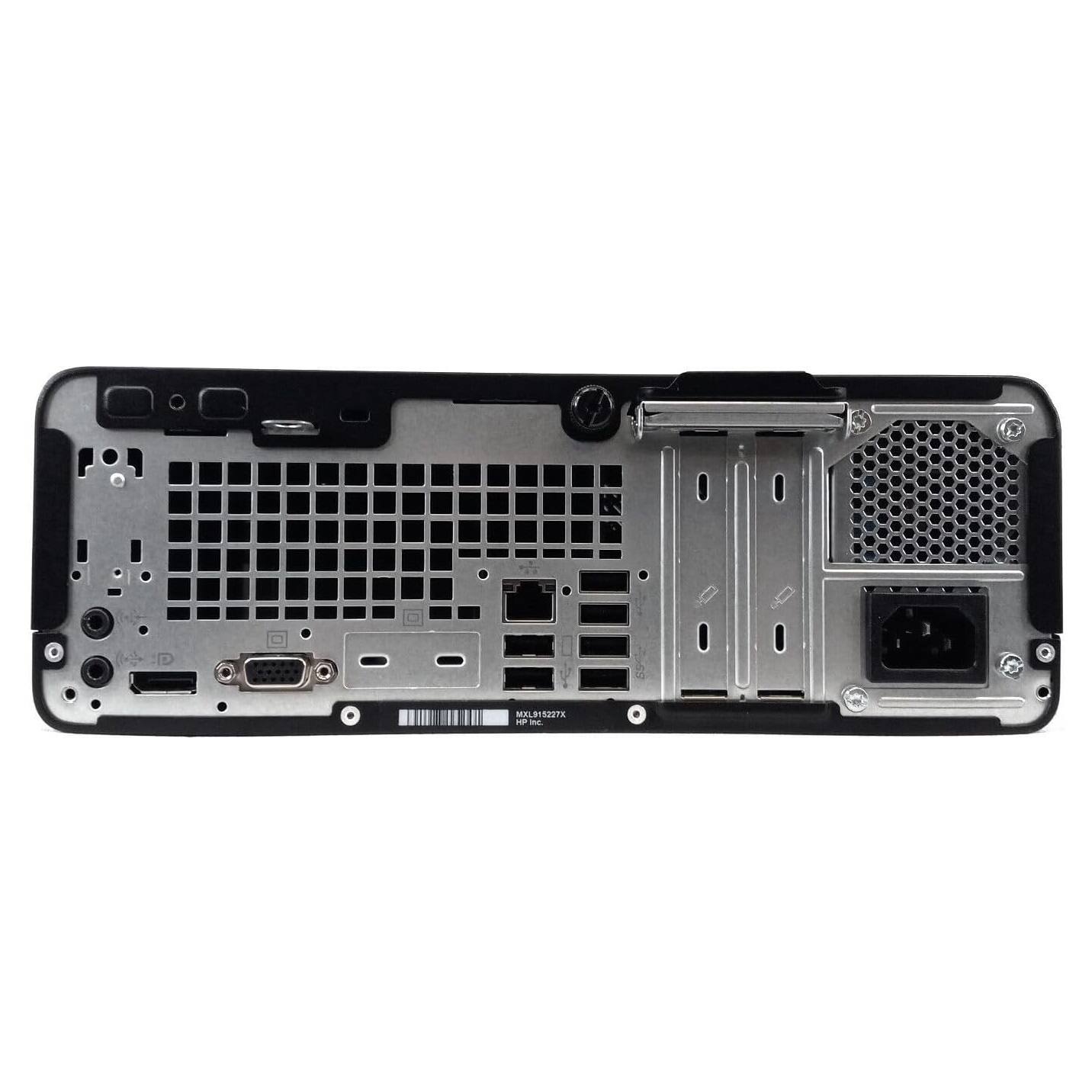 Back. HP - HP RGB ProDesk 400G5 SFF Desktop PC, Intel Core i3-8100 3.60GHz, 16G DDR4 RAM, 1T SSD, 600M USB WiFi, Win11 Pro - Black.