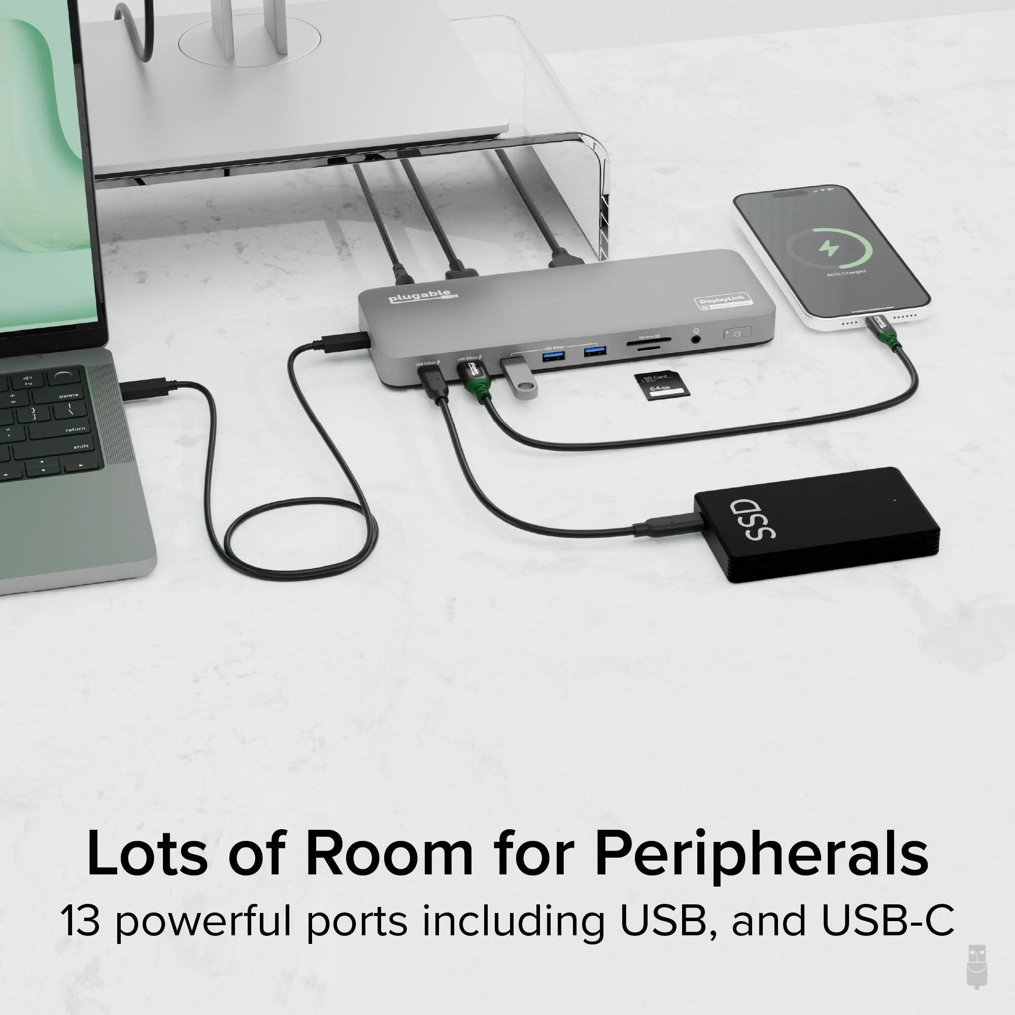 USB C Dockingstation Dual onitor für acBook Pro/Air, 15 in 2 USB C