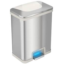 iTouchless - 13 Gallon AutoStep Stainless Steel Sensor Kitchen Trash Can with AbsorbX Odor Filter - Silver