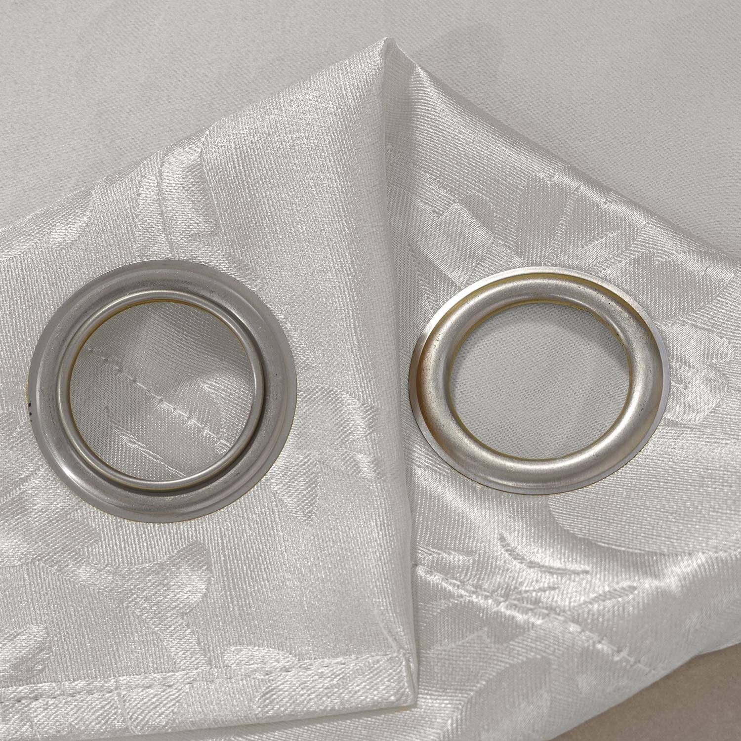 Back. Olivia Gray - Olivia Gray 100% Polyester 200 GSM Dyson Embossed Blackout Grommet Curtain Panel 54" x 90" Silver - Silver.