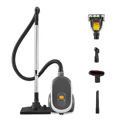 Front. GlowWise - 1200W 17Kpa Canister Vacuum, H13 HEPA Filter, 3.7Qt Large Capacity Bagless Vac for Pet Hair, Carpets & Hard Floors - Sliver.