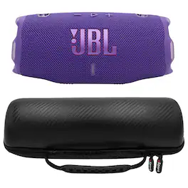 JBL - CHARGE 6 Waterproof Portable Speaker Bundle with gSport Carbon Fiber Case - Purple