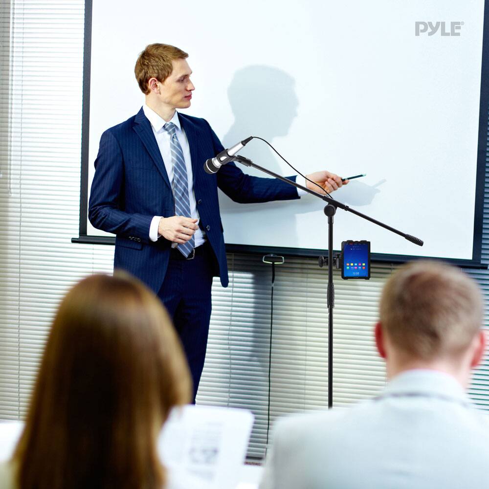 Back. PYLE - Pyle 2-in-1 Microphone and Tablet Stand - - black.