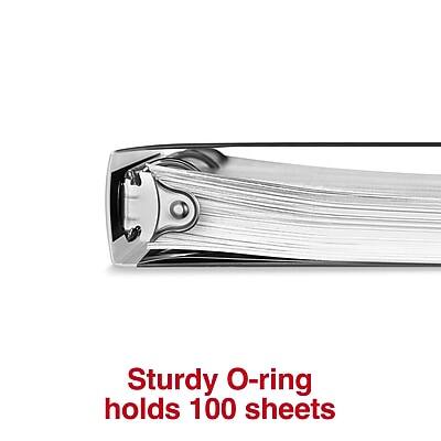 Sturdy O-ring holds 100 sheets