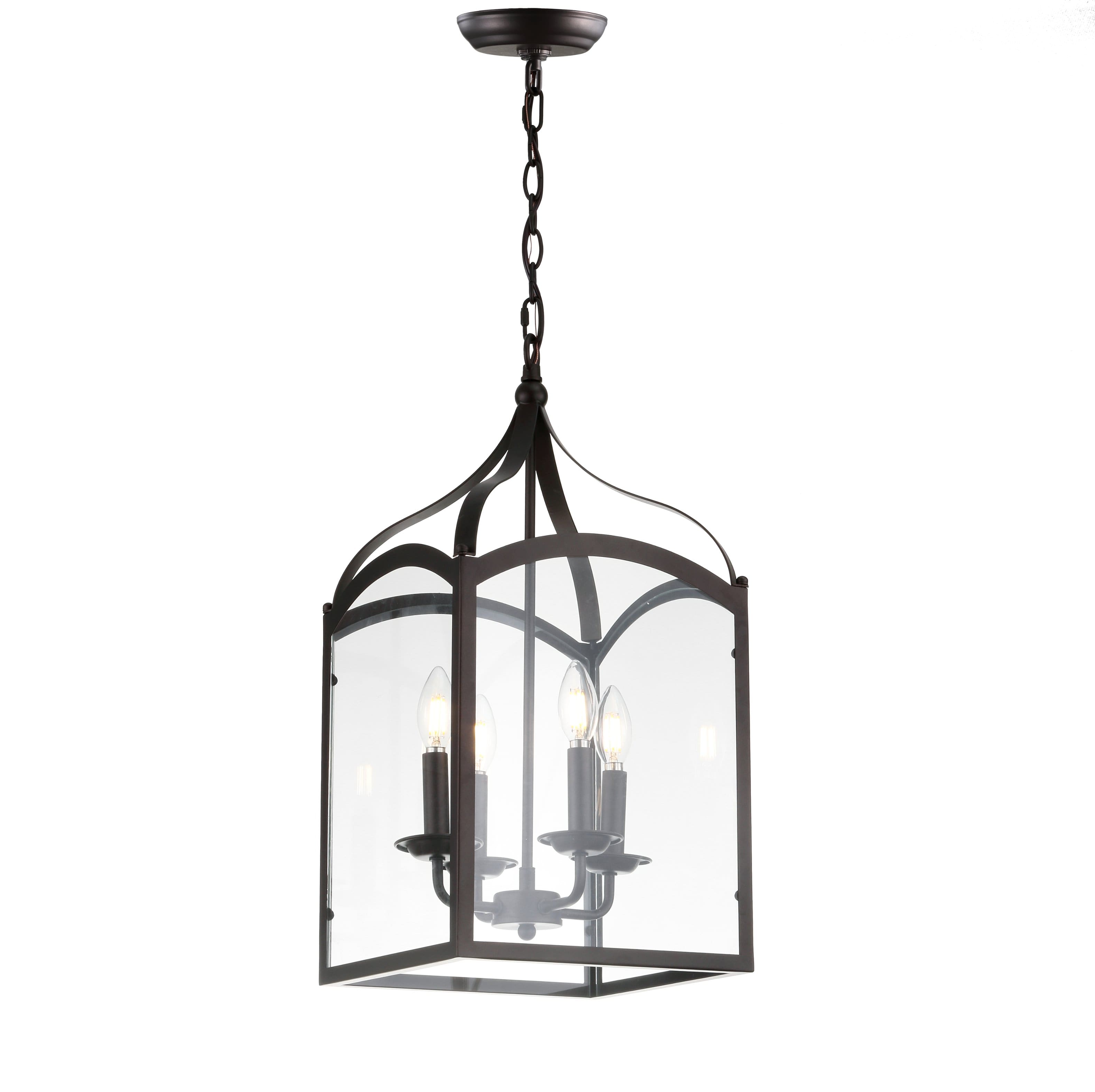 "Jonathan Y - Ruth 11"" 4-light Traditional Classic Lantern Metal/Glass LED Pendant, Oil Rubbed Bronze - Oil Rubbed Bronze / Clear" price history on PriceWatchPro