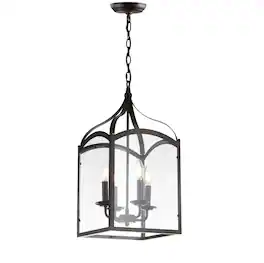 Jonathan Y - Ruth 11" 4-light Traditional Classic Lantern Metal/Glass LED Pendant, Oil Rubbed Bronze - Oil Rubbed Bronze / Clear