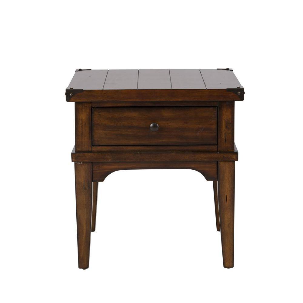 Left. Liberty Furniture Industries - Aspen Skies End Table in Russet Brown - Brown.