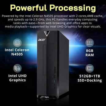 Acer Aspire XC Tower Desktop,Intel Celeron N4505,8GB RAM,512GB SSD Acer Aspire XC Tower Desktop,Intel Celeron N4505,8GB RAM,512GB SSD