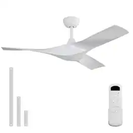 Sofucor - 52 Inch Propeller Ceiling Fan No Light Low Profile Ceiling Fans with Remote for Indoor/Outdoor Patio Living Room Bedroom - White